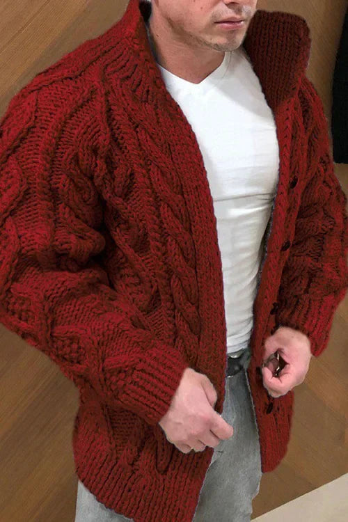 Dawe - Strickjacke aus Wildleder mit Kragen für Männer