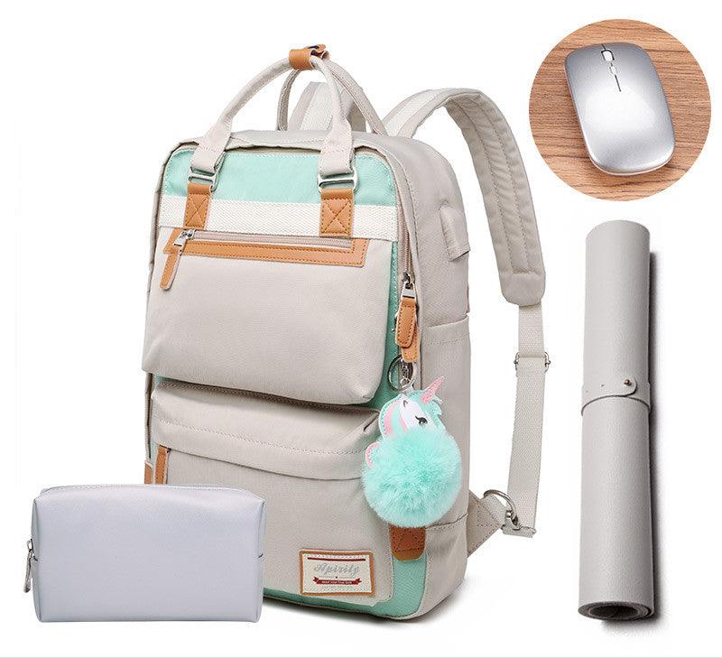 Stilvoller wasserdichter Rucksack für Frauen mit 15,6-Zoll-Laptop-Fach
