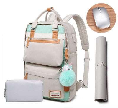 Stilvoller wasserdichter Rucksack für Frauen mit 15,6-Zoll-Laptop-Fach