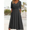 Olivia - schlichtes schwarzes Midikleid mit Seitentaschen