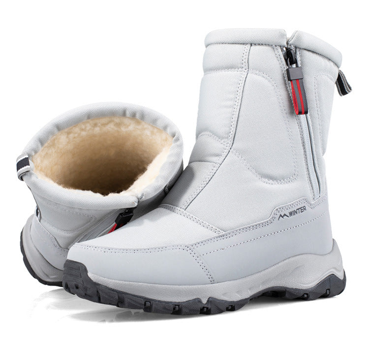 Damen-Winterstiefel mit seitlichem Reißverschluss – wasserdichte, rutschfeste, strapazierfähige Schneestiefel mit warmem Futter