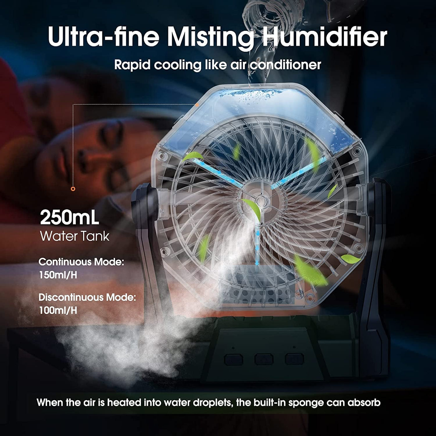 Tragbarer Nebel-Ventilator, 8-Zoll 10000Mah wiederaufladbarer batteriebetriebener Ventilator