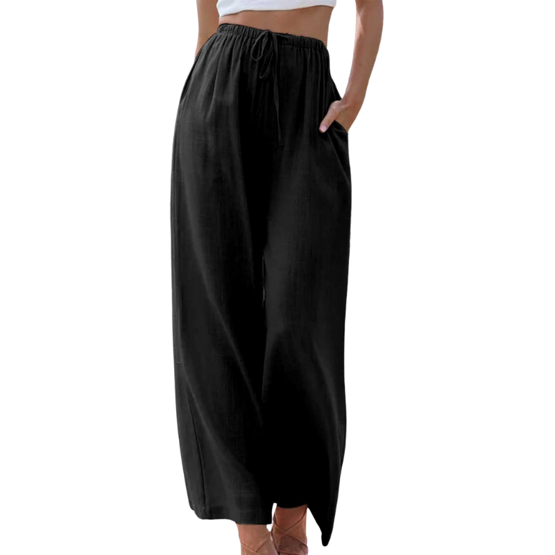 Elegante Damenhose aus soft-touch-stoff und natürliche Textur hoher Bund edler Look