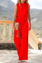 Jumpsuit für Damen - ärmellos - Stehkragen - lockerer Schnitt - weite Beine