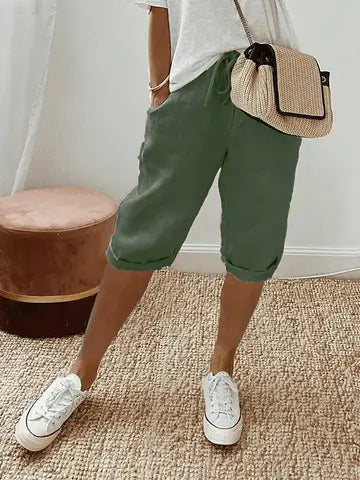 Damenshorts Rosa aus Baumwoll-natürliche Textur - fließend, leicht & trendy Sommer 2025