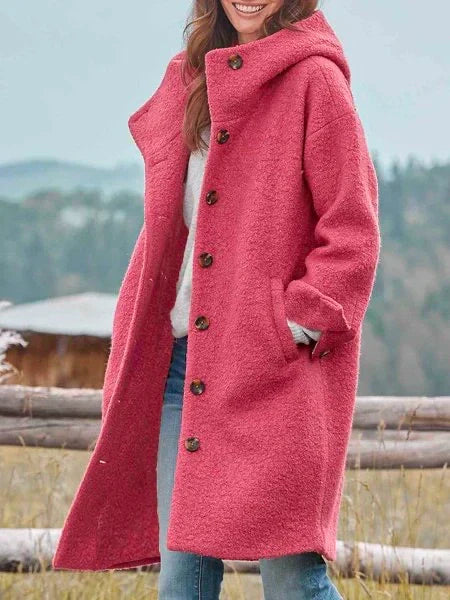 Schmeichelhafte Strickjacke für Frauen mit Knöpfen Midi-Jacke
