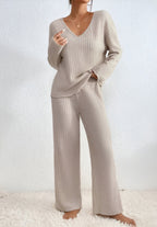 Isla | Gestreifter V-Ausschnitt Pullover Set