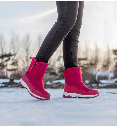 Damen-Winterstiefel mit seitlichem Reißverschluss – wasserdichte, rutschfeste, strapazierfähige Schneestiefel mit warmem Futter