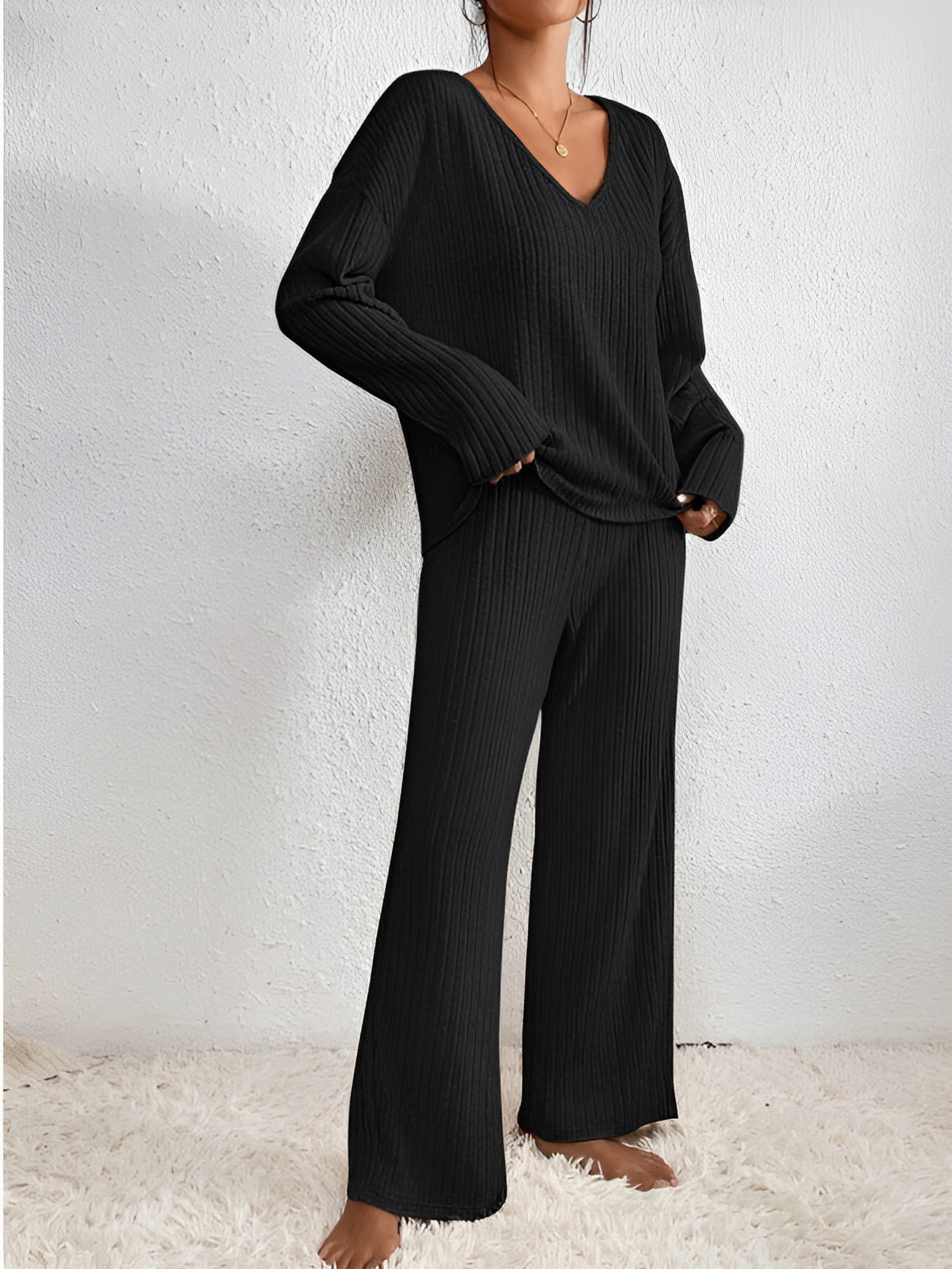 Isla | Gestreifter V-Ausschnitt Pullover Set