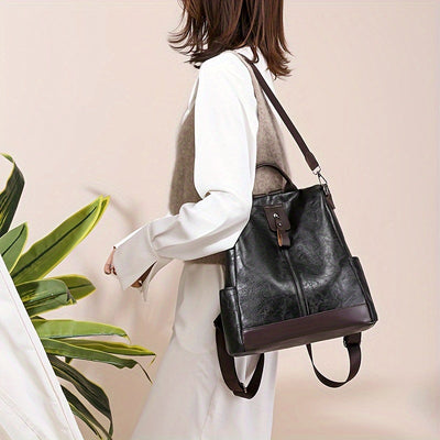 Taschen-Rucksack für Frauen aus veganem PU-PU Leder mit sicherem Design