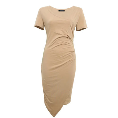 Elizabeth - Einfarbiges Kleid mit Rundhalsausschnitt