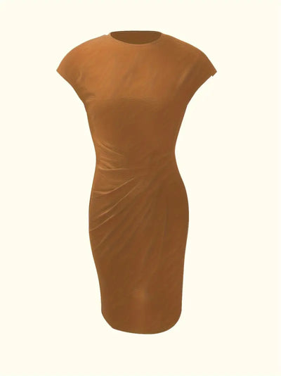 Elizabeth - Einfarbiges Kleid mit Rundhalsausschnitt