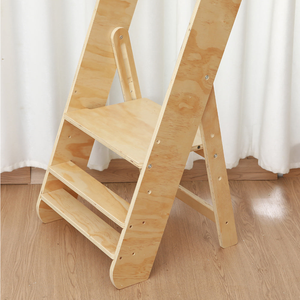 Faltbarer Montessori-Lernturm für Kleinkinder – Tragbarer Küchenhelfer aus naturbelassenem Holz