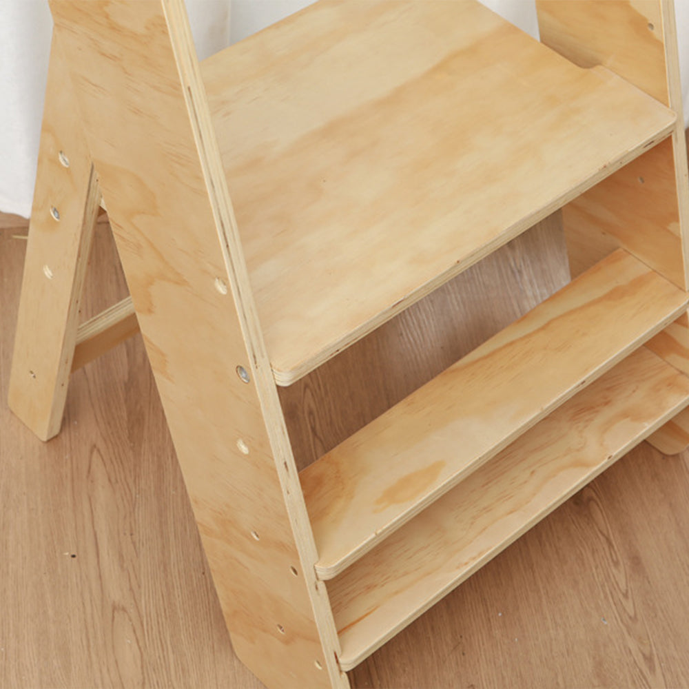 Faltbarer Montessori-Lernturm für Kleinkinder – Tragbarer Küchenhelfer aus naturbelassenem Holz