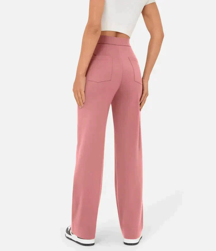 Hochtaillierte Damenhose mit Knopfleiste und Stretch