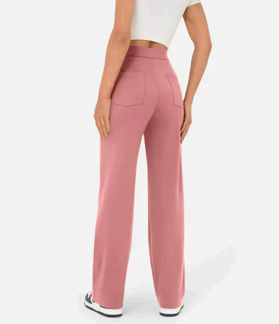 Hochtaillierte Damenhose mit Knopfleiste und Stretch