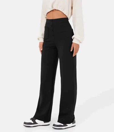 Hochtaillierte Damenhose mit Knopfleiste und Stretch