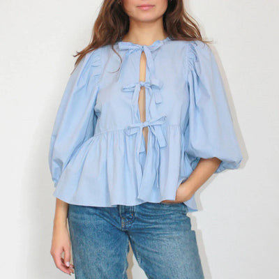 Schicke Bluse mit Puffärmeln und Krawattenfront für mühelosen Stil