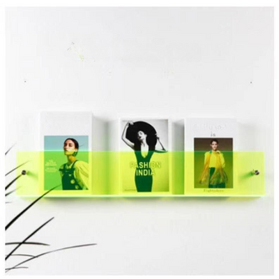 Estante de pared con revistero de acrílico transparente