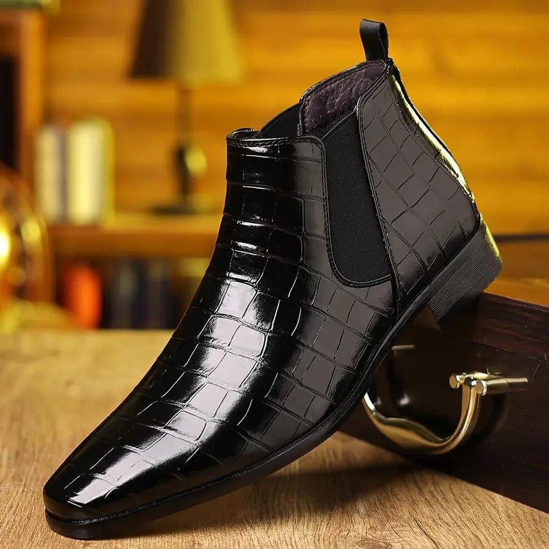 Chelsea-Stiefel aus PU Leder mit Krokodilprägung für Herren | Ideal für entspannte Tage