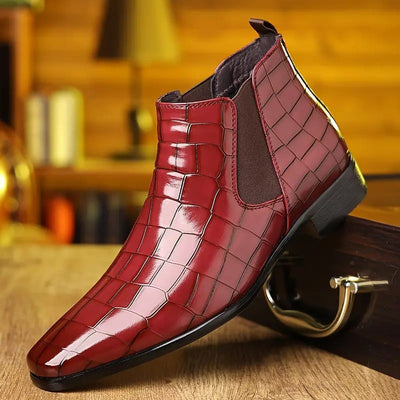 Chelsea-Stiefel aus PU Leder mit Krokodilprägung für Herren | Ideal für entspannte Tage