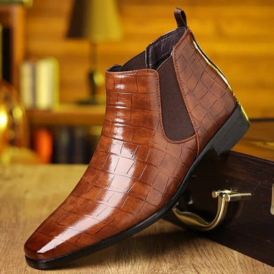 Chelsea-Stiefel aus PU Leder mit Krokodilprägung für Herren | Ideal für entspannte Tage