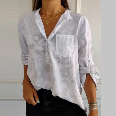Langärmlige Bluse mit Blumenmuster für Damen | Ideal für den Sommer