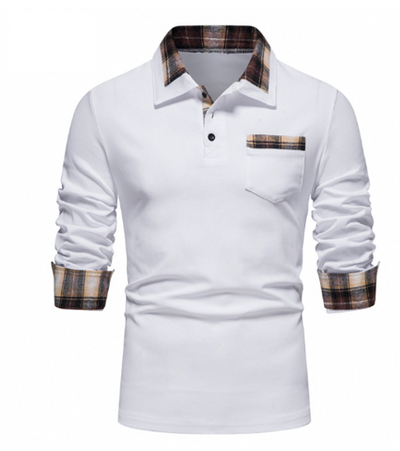 Tommy Polo | Langärmeliges Poloshirt mit Patchworkkragen für Herren