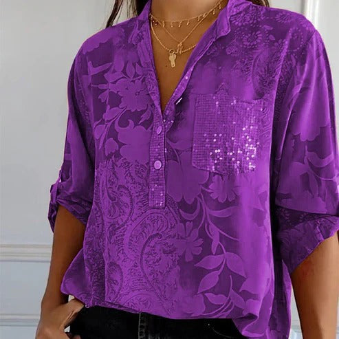 Langärmlige Bluse mit Blumenmuster für Damen | Ideal für den Sommer