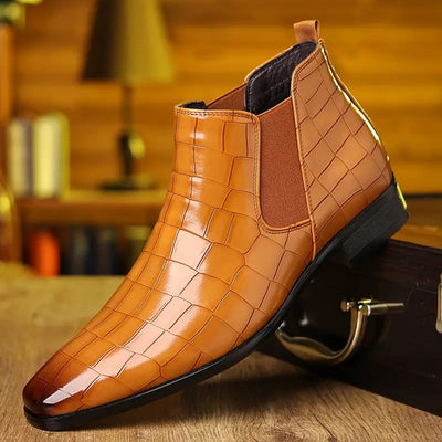 Chelsea-Stiefel aus PU Leder mit Krokodilprägung für Herren | Ideal für entspannte Tage