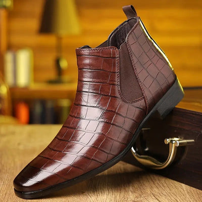 Chelsea-Stiefel aus PU Leder mit Krokodilprägung für Herren | Ideal für entspannte Tage