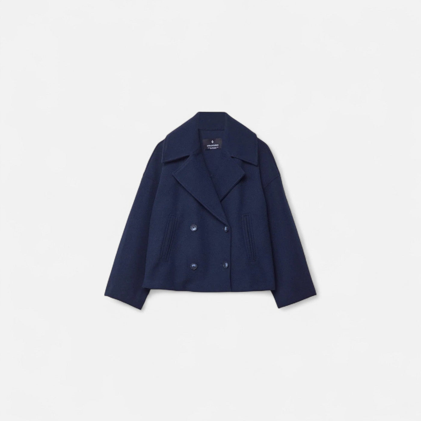 Minimalistisk, skräddarsydd damjacka - modern struktur, enkel elegans