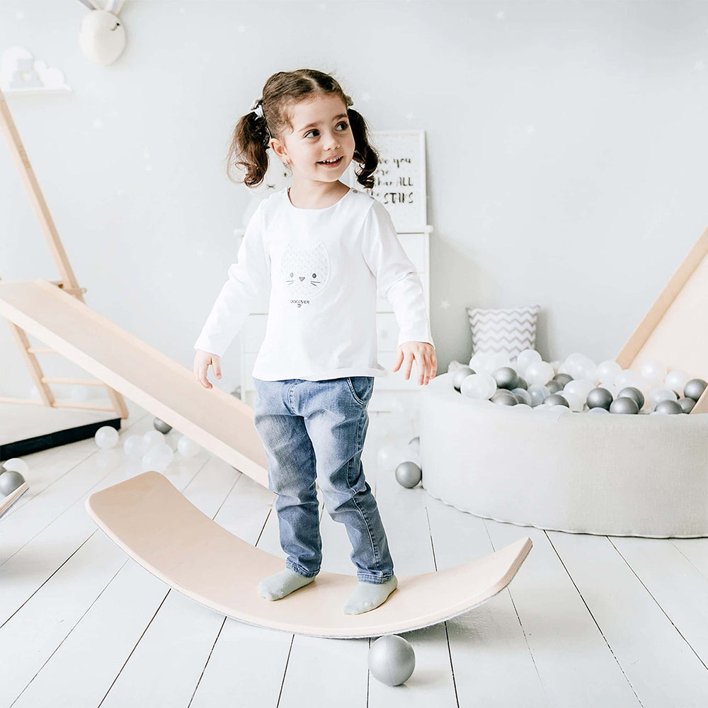 Balance-brett, Natürliches Holz-Balance-Brett für Kinder – Offenes Montessori-Spielzeug für kreatives Spielen