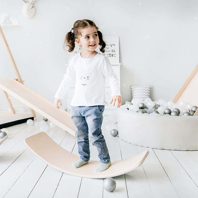 Balance-brett, Natürliches Holz-Balance-Brett für Kinder – Offenes Montessori-Spielzeug für kreatives Spielen