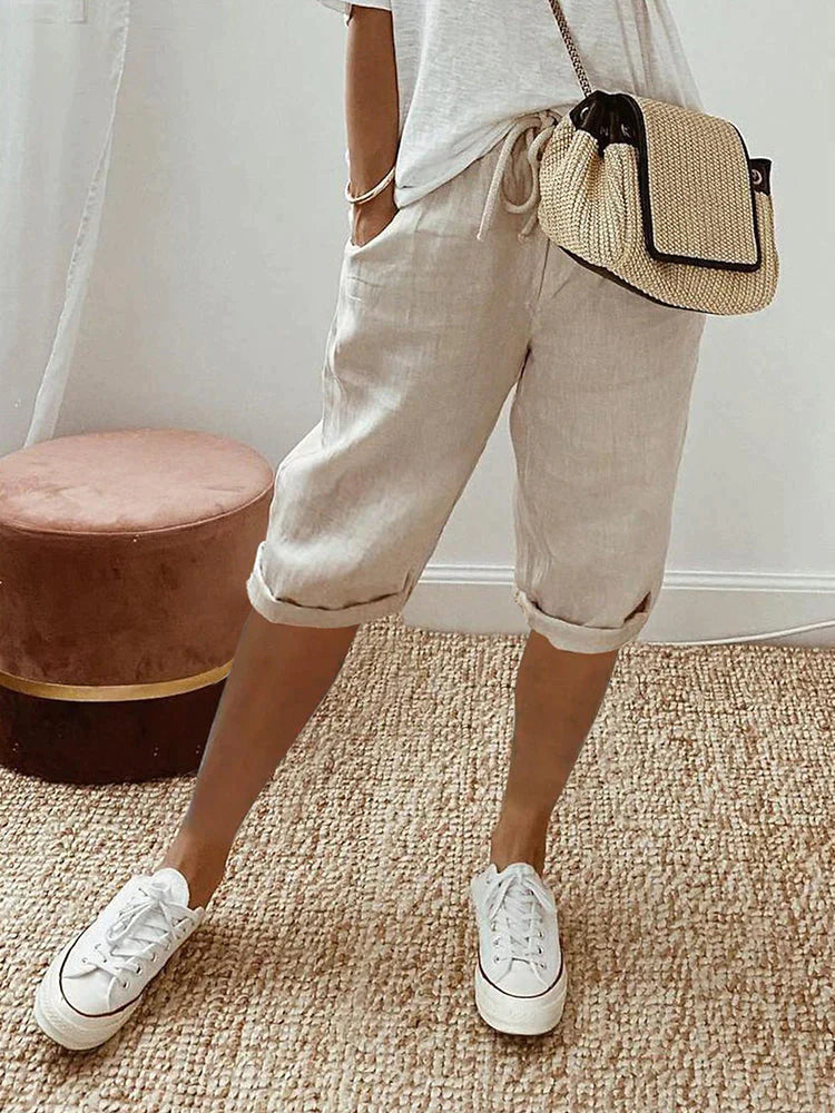 Damenshorts Rosa aus Baumwoll-natürliche Textur - fließend, leicht & trendy Sommer 2025
