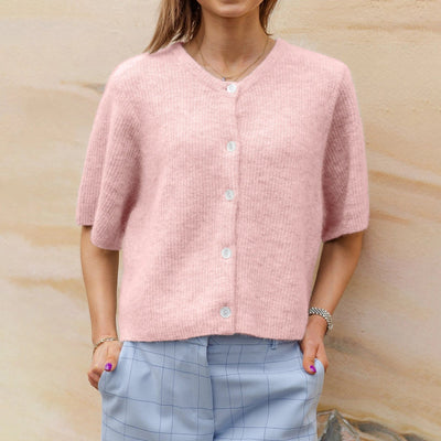 Kurzärmliger Rundhals-Cardigan für Damen | Ideal für alle Jahreszeiten