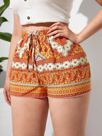Sommer 2025 Boho Shorts mit floralem Muster in Plus Size