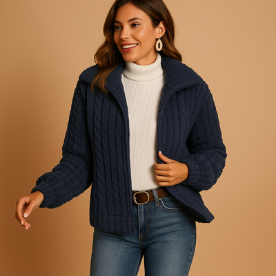 Lange Fleecejacke mit Stehkragen für Frauen | Isabelle