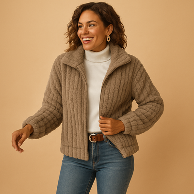Lange Fleecejacke mit Stehkragen für Frauen | Isabelle