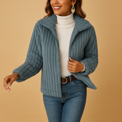 Lange Fleecejacke mit Stehkragen für Frauen | Isabelle