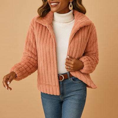 Lange Fleecejacke mit Stehkragen für Frauen | Isabelle