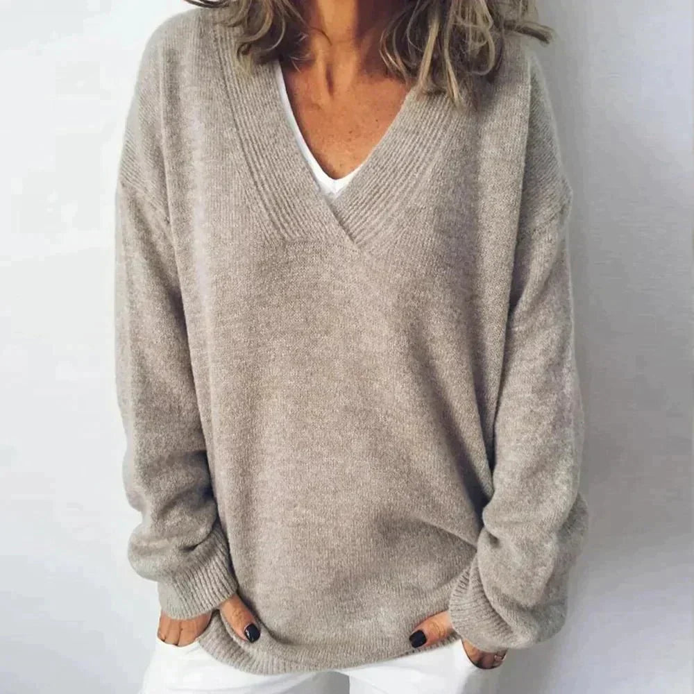 Eleganter Pullover mit V-Ausschnitt für Frauen