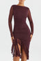 Halblanges Kleid mit Rüschen und langen Ärmeln in lila