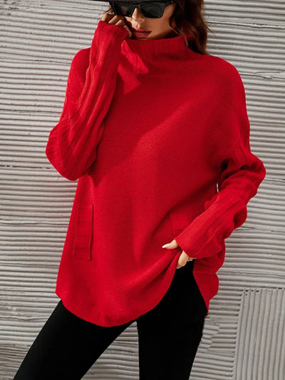 Übergroßer Rollkragenpullover in Rot