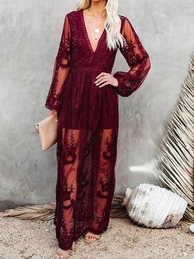 Mabyn - Zeitloses Maxikleid aus böhmischer Spitze für Frauen