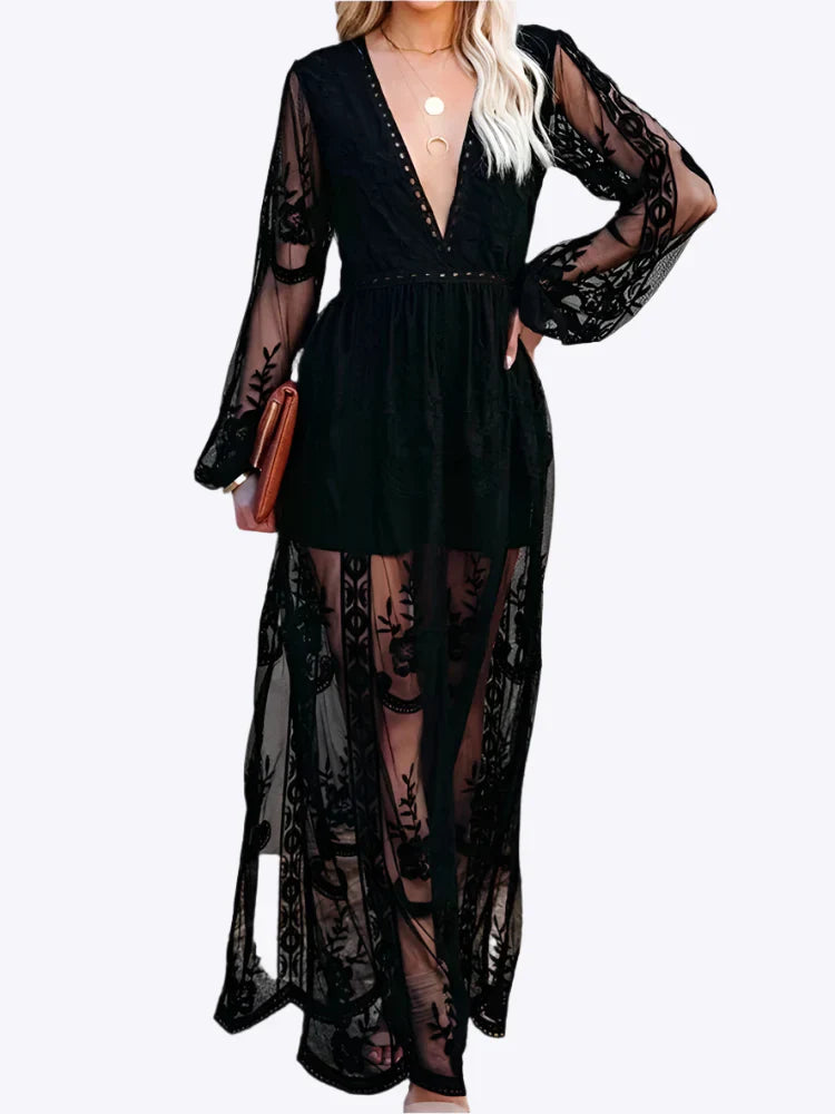 Mabyn - Zeitloses Maxikleid aus böhmischer Spitze für Frauen