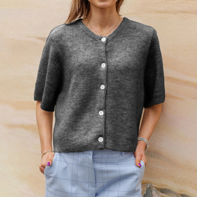 Kurzärmliger Rundhals-Cardigan für Damen | Ideal für alle Jahreszeiten