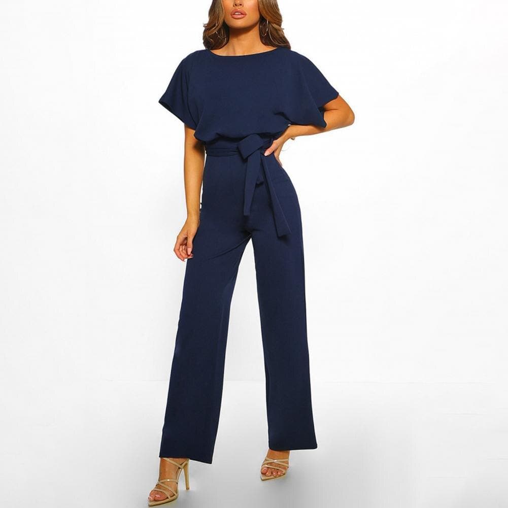 Solider langer Overall mit Bindeband in der Taille