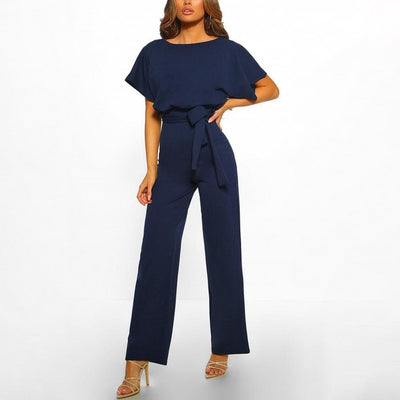 Solider langer Overall mit Bindeband in der Taille