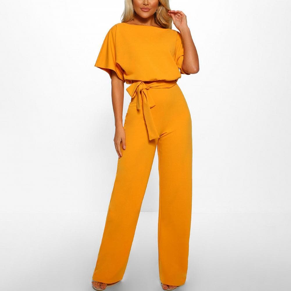 Solider langer Overall mit Bindeband in der Taille